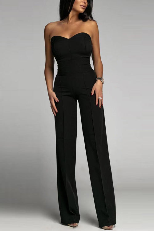 Elegante Jumpsuit Zonder Schouderbanden Minimalistisch Chic - StudioMarella