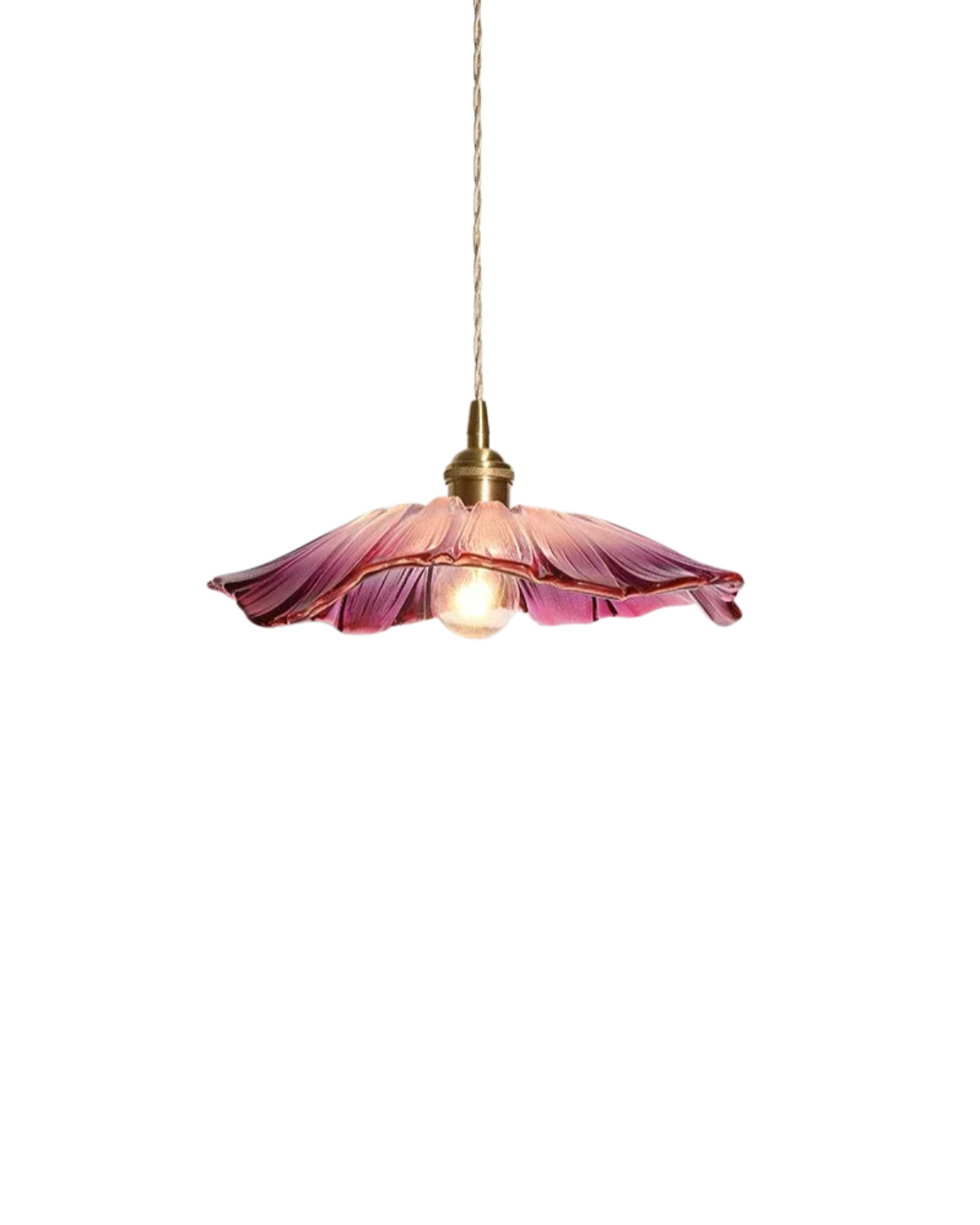 Sculpturale glazen hanglamp met messing fitting en warm licht – artistieke design plafondlamp voor eetkamer en woonkamer