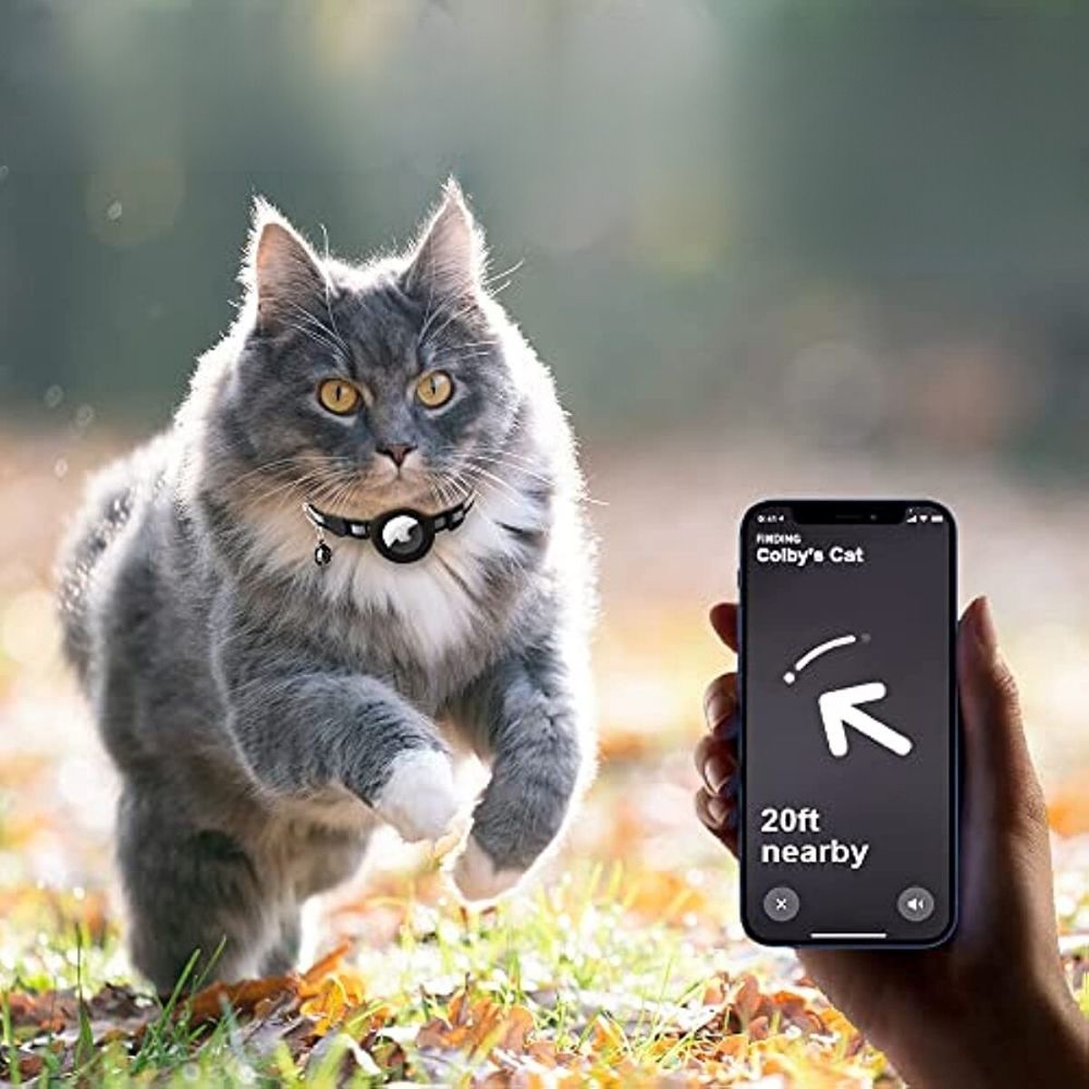 Veiligheidskat Halsband met Reflecterende Strepen en Snelsluiting | GPS Tracker Houder