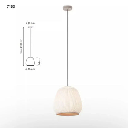 Japandi Hanglamp 3D Lycra 45 cm Beige Eettafel Woonkamer Dimbare LED Hanglamp Scandinavische Verlichting Interieur