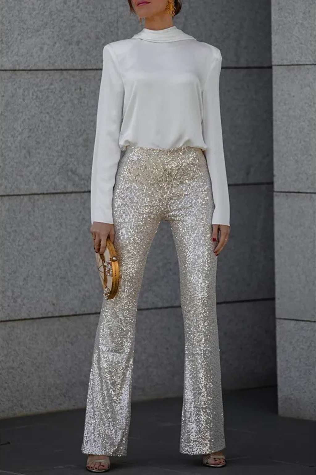 Vrouwelijke Flared Broek Glitter Feestje Kleding Pailletten
