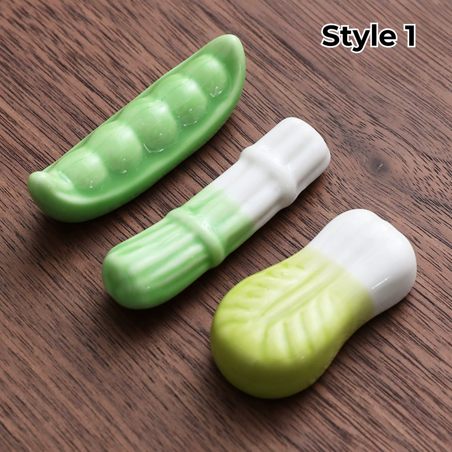 Keramische Eetstokjessteun met Dier- en Fruitmotieven – Set van 3