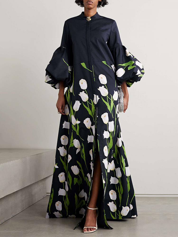 Vrouwen Trenchcoat Bloemenprint Klassiek Elegant