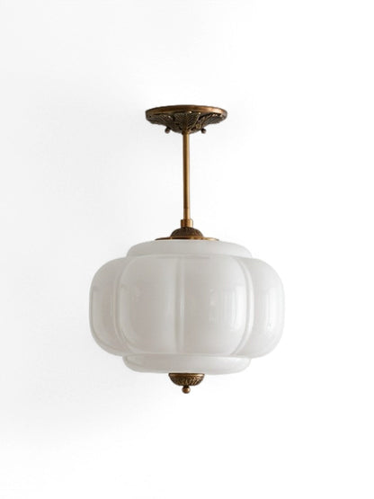 Vintage Melkglas Plafondlamp Geschulpt Rand Wit Roze Groen Blauw Helder Mat Glas Semi-Flush Hanglamp Messing Zwart Finish