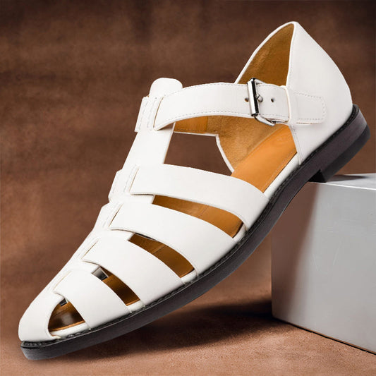 Leren Sandalen Heren – Ademend Zomerschoeisel met Zachte Zool – Bruin Wit Zwart Navy Koffie – Maat 38-47