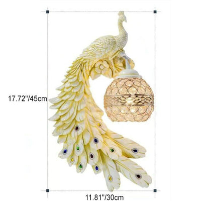 Pauw Wandlamp Kristal Resin Kleurrijk 45cm Woonkamer Slaapkamer Decoratieve Wandverlichting Dier Luxe Art Deco Hal