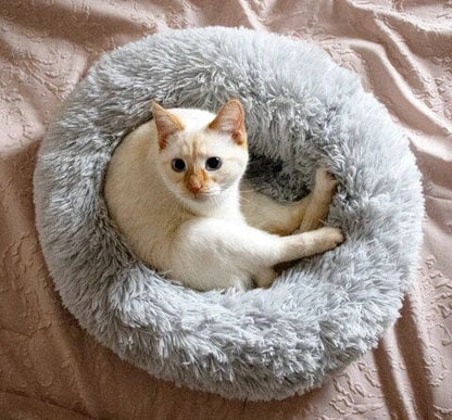 Huisdiermand Pluche Rond met Verhoogde Rand Grijs Bruin Roze voor Honden en Katten 40-120 cm Wasbaar Rustgevend Ontwerp