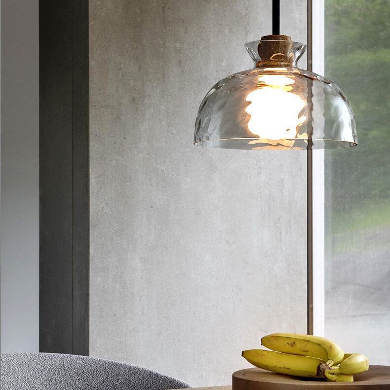 Hanglamp Glas Hout Transparant E26 Woonkamer Slaapkamer Eetkamer Pendellamp Glazen Kap Bell Cone Bowl Industrieel Retro
