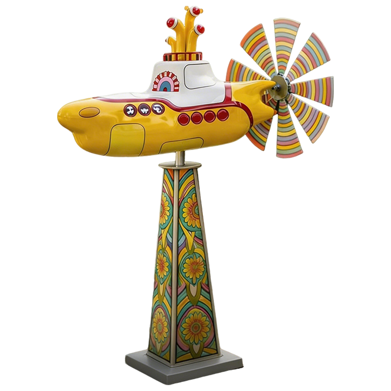 Decoratieve Metalen Windmolen Retro Onderzeeër Tuinspinner 85cm Multicolor