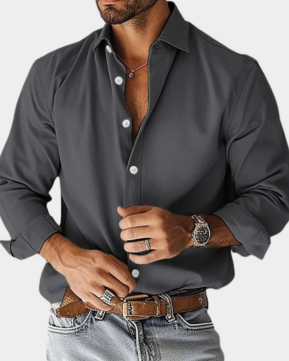 Heren Overhemd Lange Mouwen Button Down Kraag Slim Fit