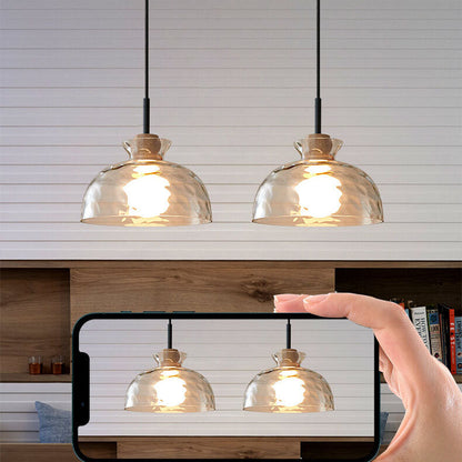 Hanglamp Glas Hout Transparant E26 Woonkamer Slaapkamer Eetkamer Pendellamp Glazen Kap Bell Cone Bowl Industrieel Retro