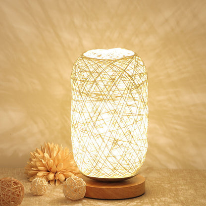 Scandinavische Tafellamp met Natuurlijke Rotan & Houtafwerking Japandi-Stijl