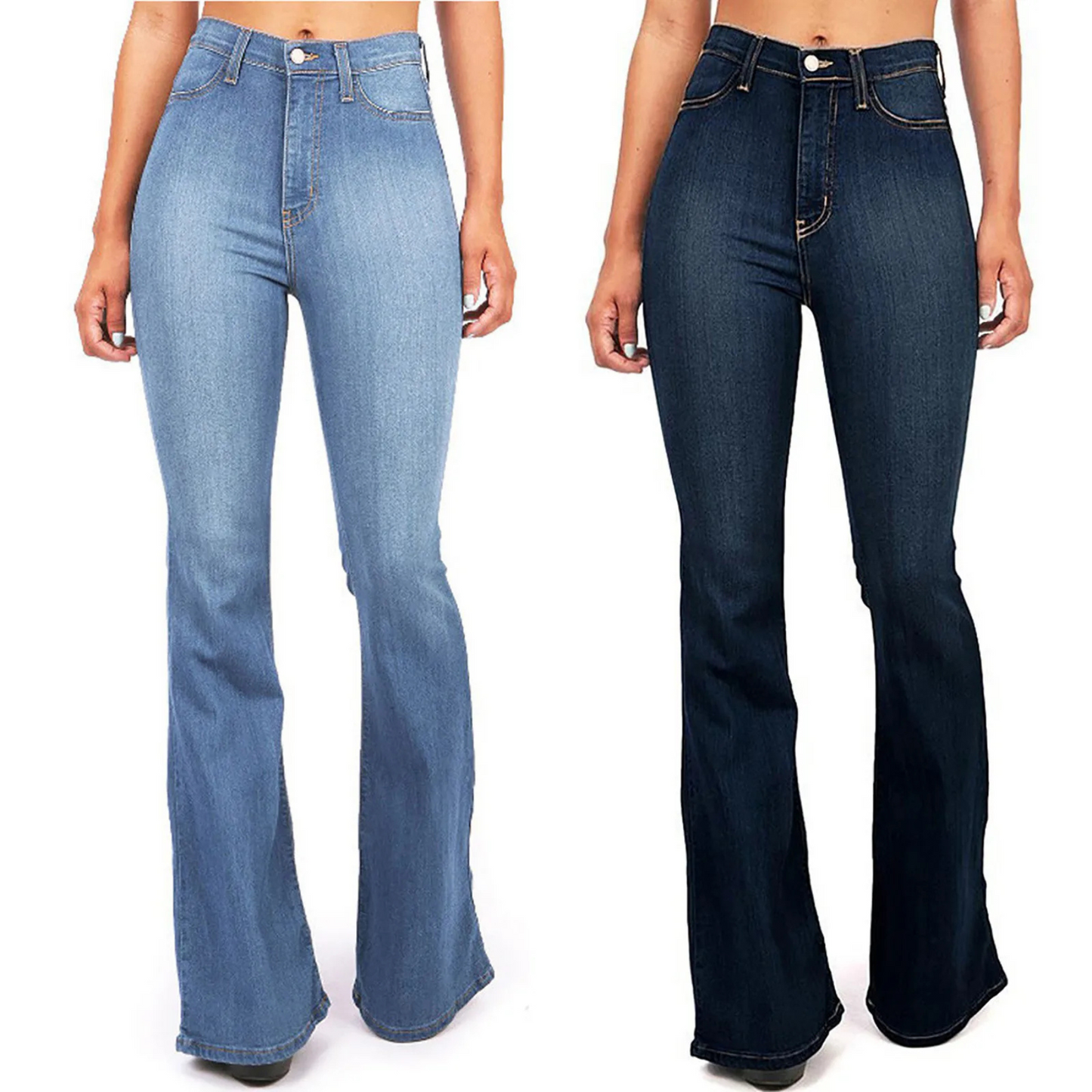 Hoge Taille Flared Dames Jeans Retro Stijl Comfortabel
