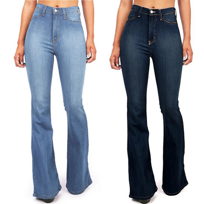 Hoge Taille Flared Dames Jeans Retro Stijl Comfortabel