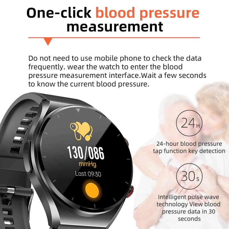 Smartwatch met Hartslagmeting en Bloedsuikermonitoring Digitaal Horloge Zwart Gezondheidshorloge Sporthorloge