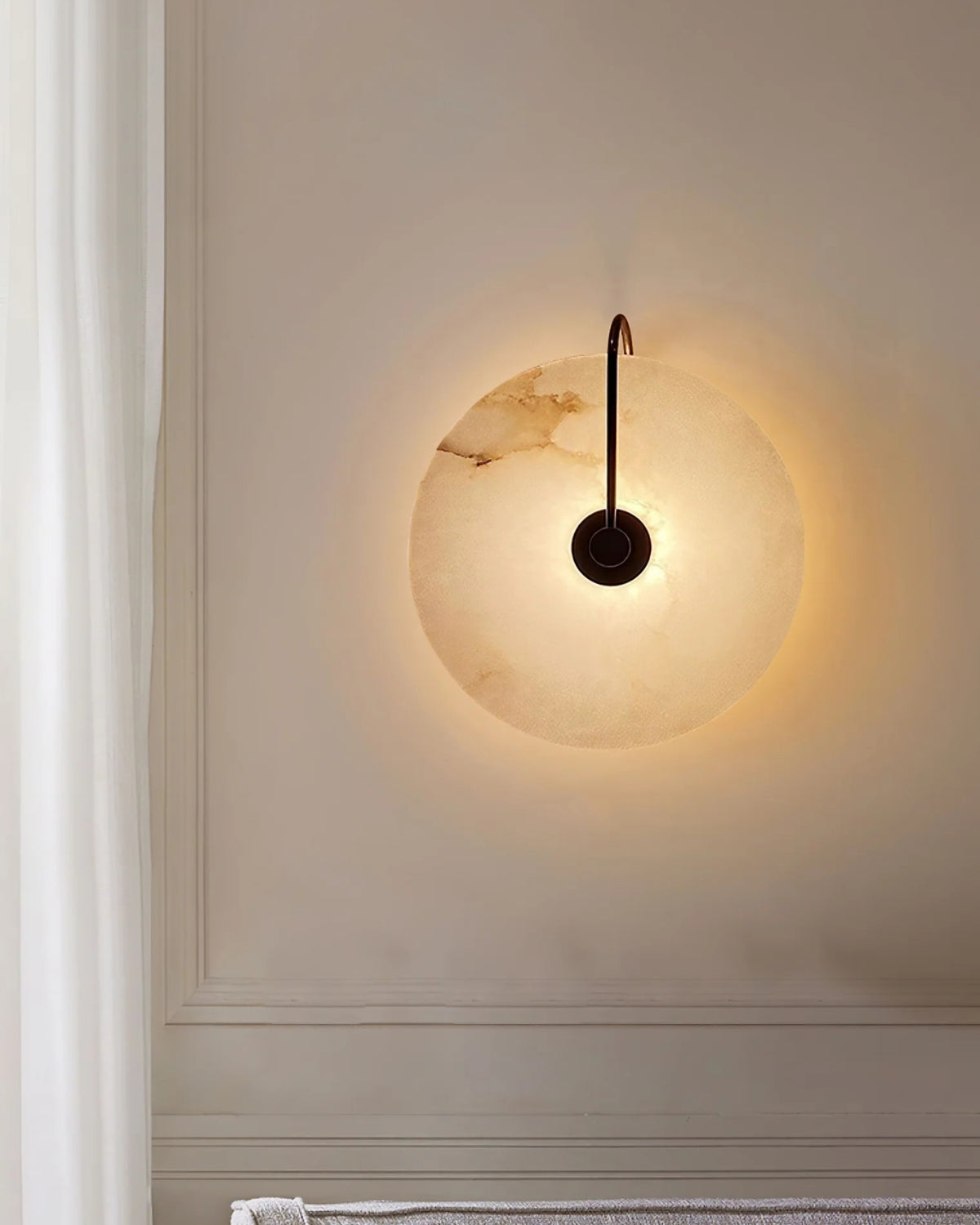 Ronde LED Wandlamp Acrylaat 20-25cm Zwart Goud Warm Licht Slaapkamer Hal