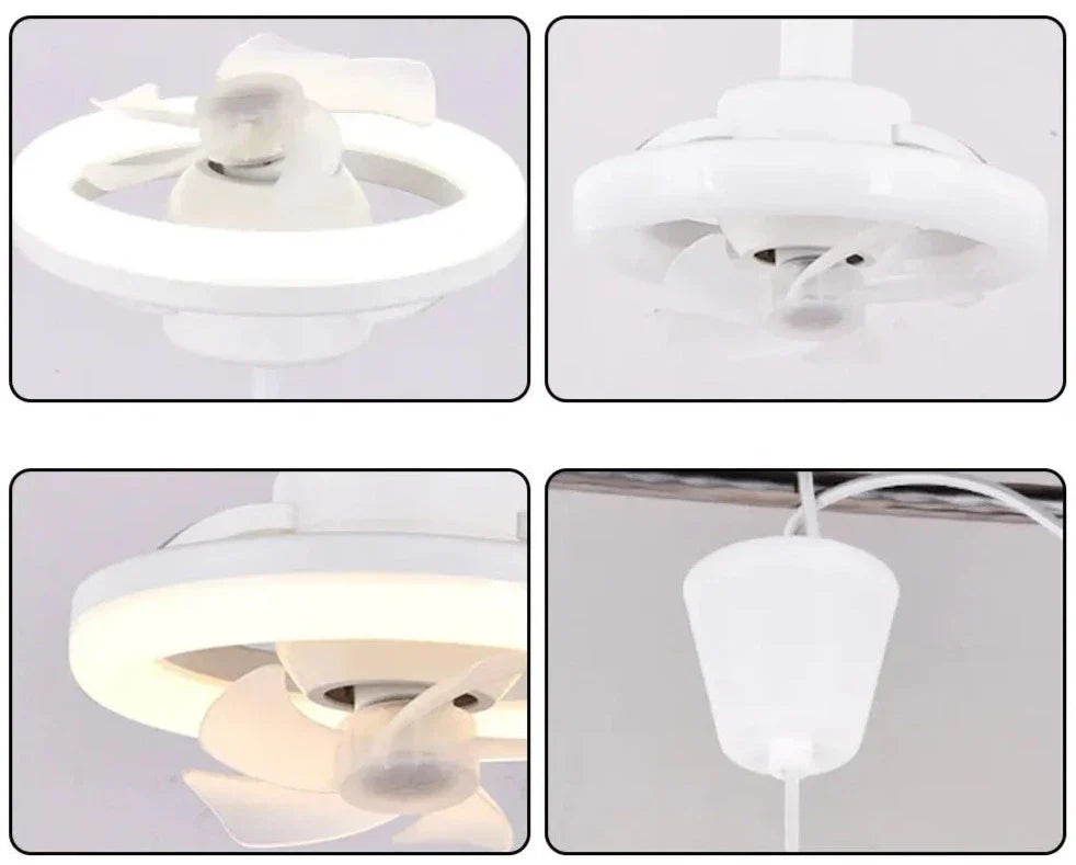 Verstelbare Plafondventilator met Geïntegreerde Verlichting 360° Zwenkkop E27 Fitting Dimbaar LED