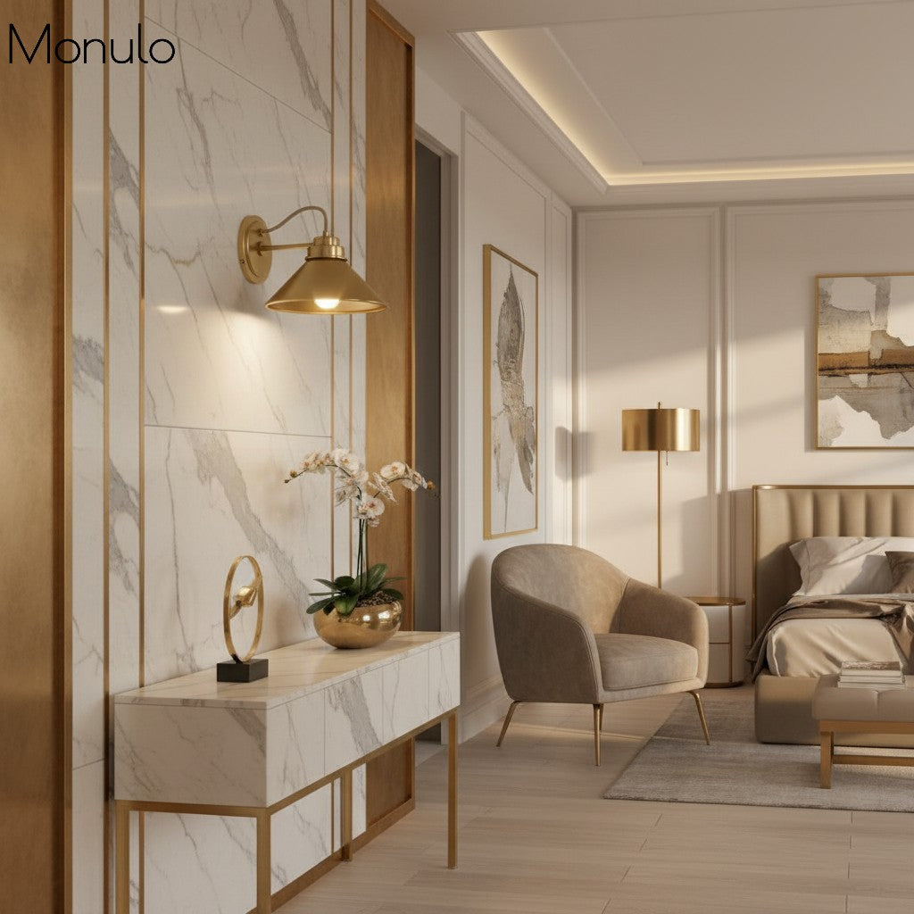 Globe Wandlamp met Gebogen Arm – Moderne Industriële Verlichting voor Badkamer, Slaapkamer en Gang