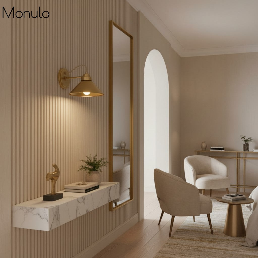 Globe Wandlamp met Gebogen Arm – Moderne Industriële Verlichting voor Badkamer, Slaapkamer en Gang