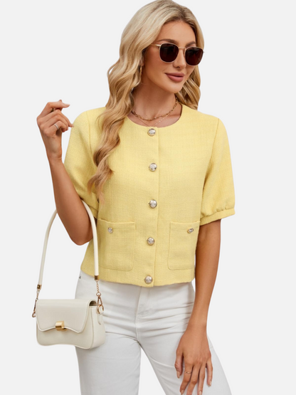 Dames Cropped Blazer Jas Tweed Pasvorm