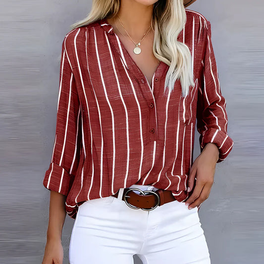 Dames Blouse Korte Mouw Gestreept Zomerjurk Stijl - StudioMarella