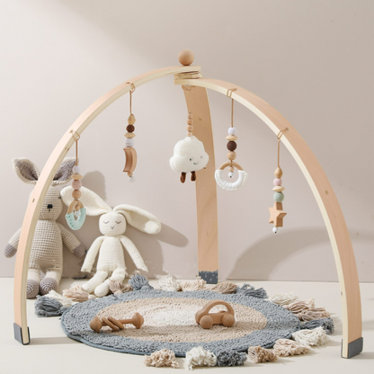 Houten Speelboog met Hangend Speelgoed voor Baby's - Stimuleert Motoriek en Zintuigen - Natuurlijk Hout - Nordic Design