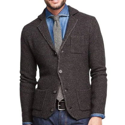 Heren Vest Trui Gebreid Casual Donkerbruin