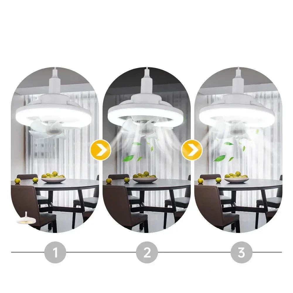 Verstelbare Plafondventilator met Geïntegreerde Verlichting 360° Zwenkkop E27 Fitting Dimbaar LED