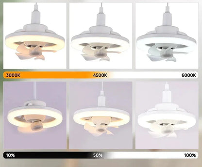 Verstelbare Plafondventilator met Geïntegreerde Verlichting 360° Zwenkkop E27 Fitting Dimbaar LED