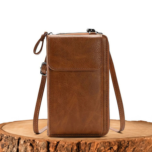 Compacte Leren Schoudertas Dames Crossbody Minimalistische Handtas Verstelbare Draagband Dagelijks Gebruik