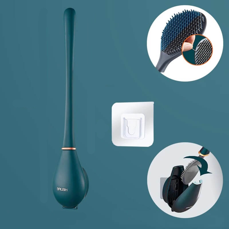 Wandgemonteerde siliconen toiletborstel met flexibel design voor hygiënische en moeiteloze reiniging