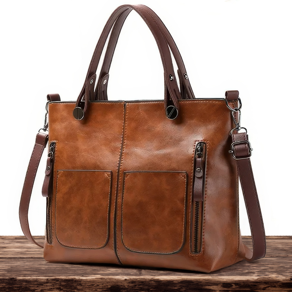 Leren Schoudertas Dames Klassiek Design Magnetische Sluiting Verstelbare Schouderband Elegante Handtas
