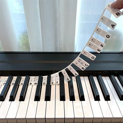 Siliconen Notenlabels voor Piano of Keyboard 88-Toetsen Verwijderbare Notenstickers met Dubbele Notenbalk voor Beginners en Kinderen