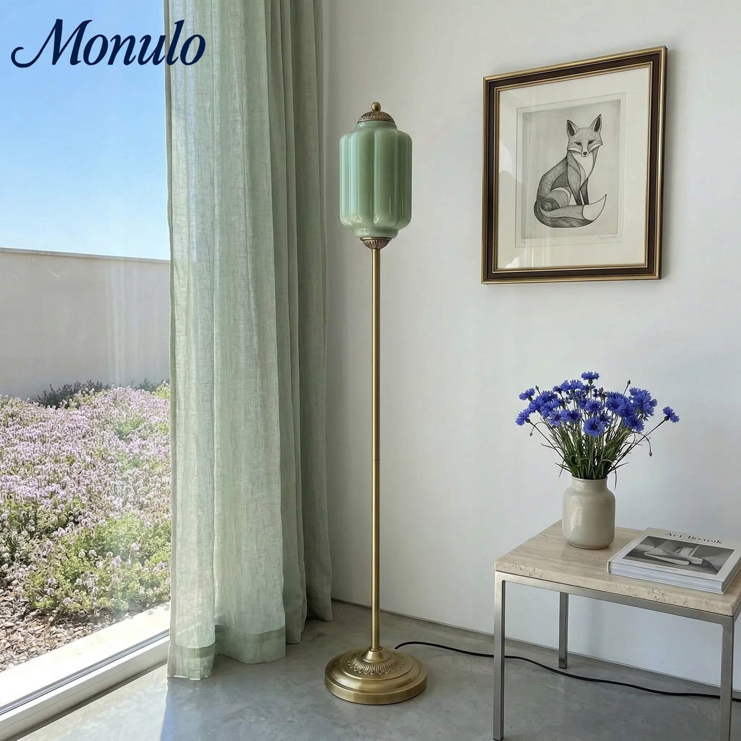 Decoratieve Glazen Pompoen Vloerlamp Retro Organische Stijl Woonkamer Staande Lamp