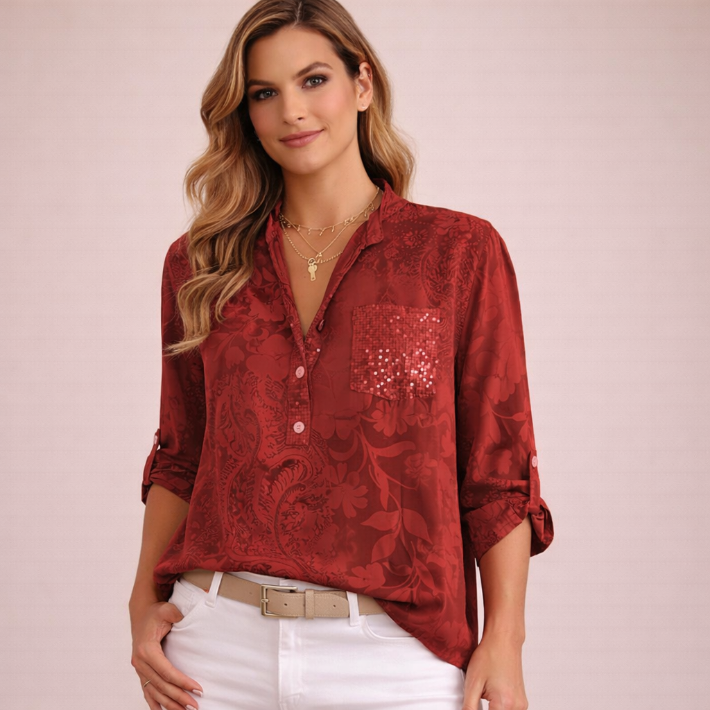 Vrouwelijke Overslagkraag Blouse Elegante Comfortabele Stof
