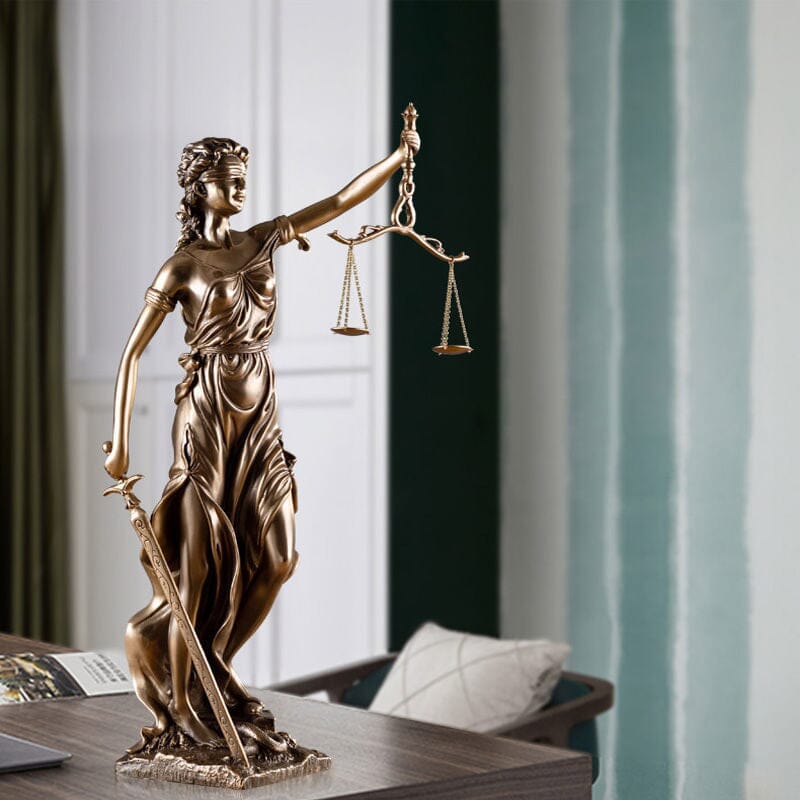 Beeld Godin van Justitia Hars Decoratief Sculptuur Advocaat Kantoor 30cm