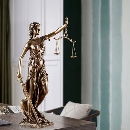 Beeld Godin van Justitia Hars Decoratief Sculptuur Advocaat Kantoor 30cm