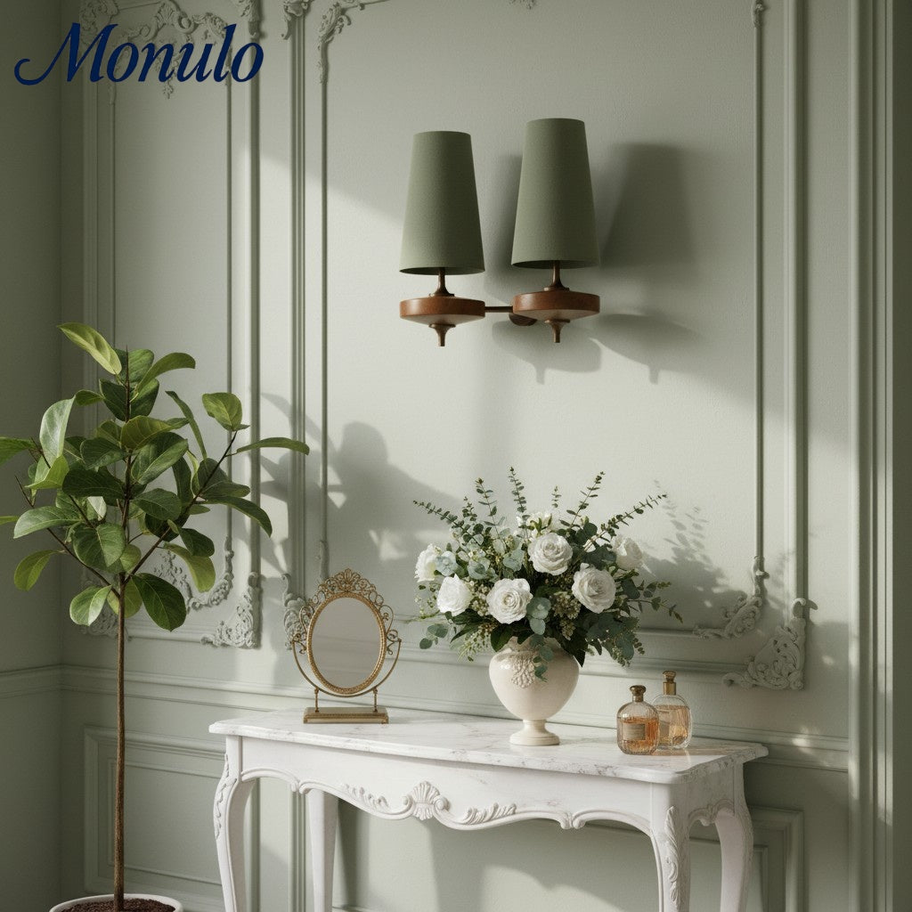 Retro Wandlamp met Stoffen Kap – Vintage Verlichting voor Slaapkamer