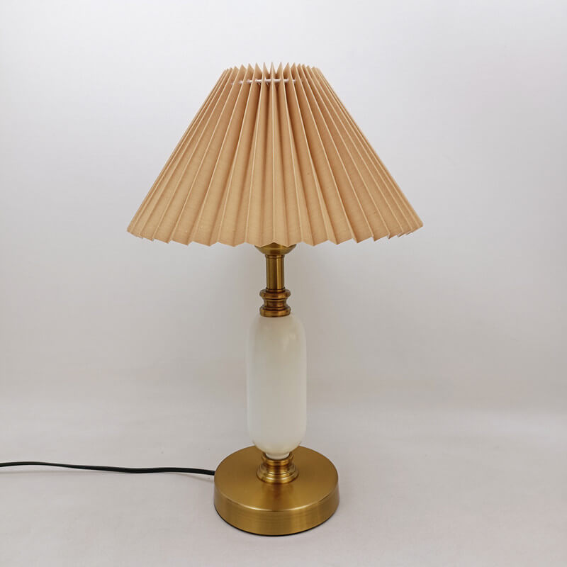 Tafellamp Geplooide Kap Metaal Goud Zwart Wit 28x46cm E12 Slaapkamer Woonkamer Retro