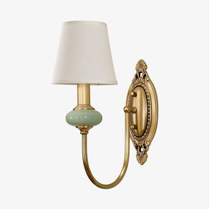 Keramische wandlamp met stoffen kap - 1 of 2 lichtpunten - E27 - diverse kleuren & stijlen