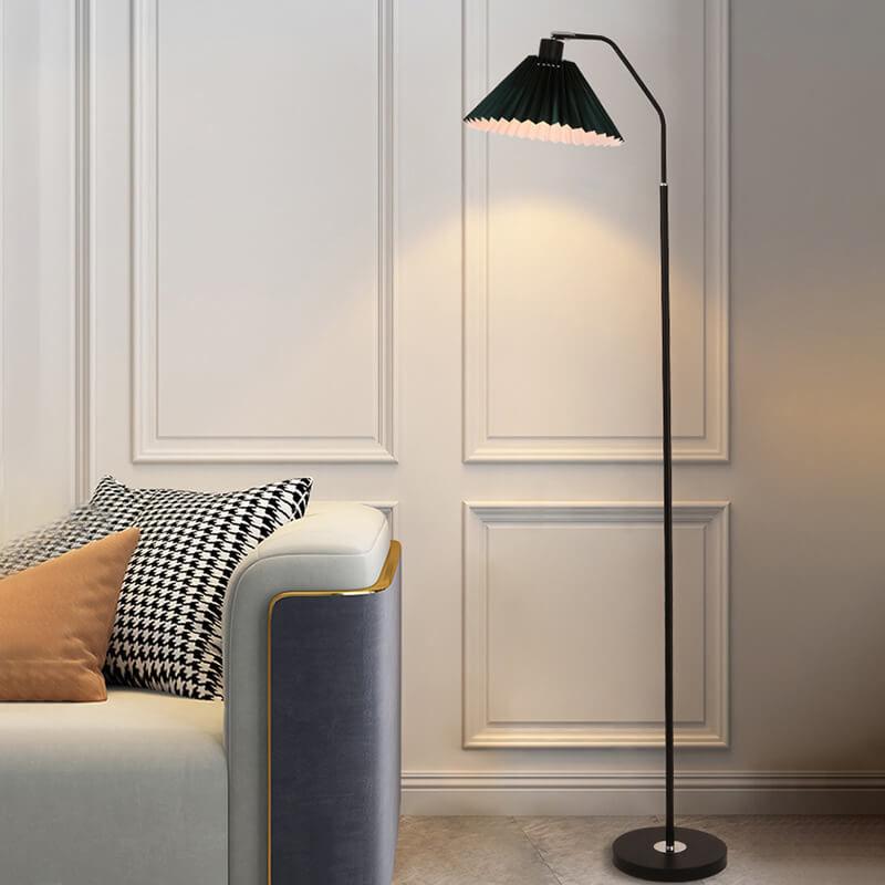 Vloerlamp Geplooide Kap Metaal 149cm Woonkamer Slaapkamer Dimbaar Staande Lamp Stof Retro Scandinavisch Leeslamp