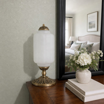 Glazen Tafellamp met Scallop Design Vintage Stijl Slaapkamer Woonkamer Accentverlichting Zwart Messing Matglas