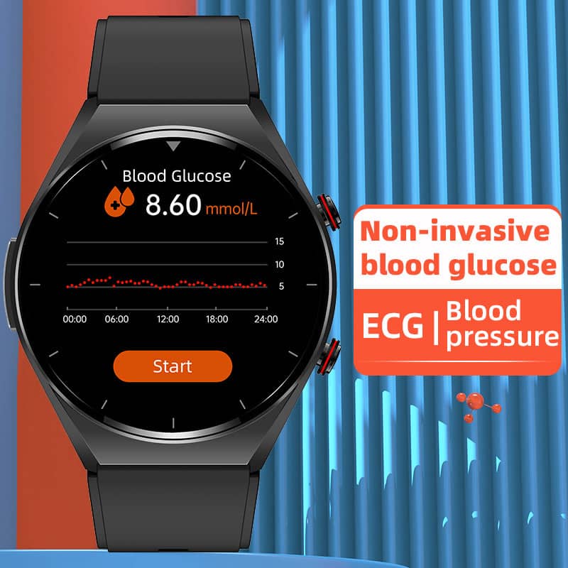 Smartwatch met Hartslagmeting en Bloedsuikermonitoring Digitaal Horloge Zwart Gezondheidshorloge Sporthorloge