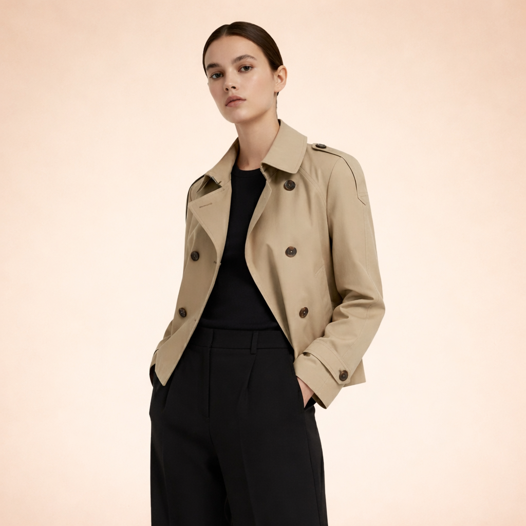 Korte Trenchcoat Dames Klassiek Waterdicht