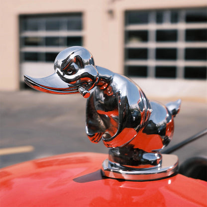 Decoratieve Eend Auto Ornament 15cm Chroom Rubber Mascotte Figuur Dashboard Accessoire Voertuig Embleem