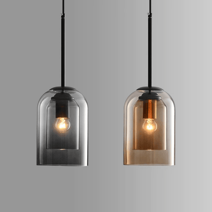 Scandinavische Glazen Hanglamp Slaapkamer Amber Grijs Nordic Minimalistisch Design Eetkamer Verlichting