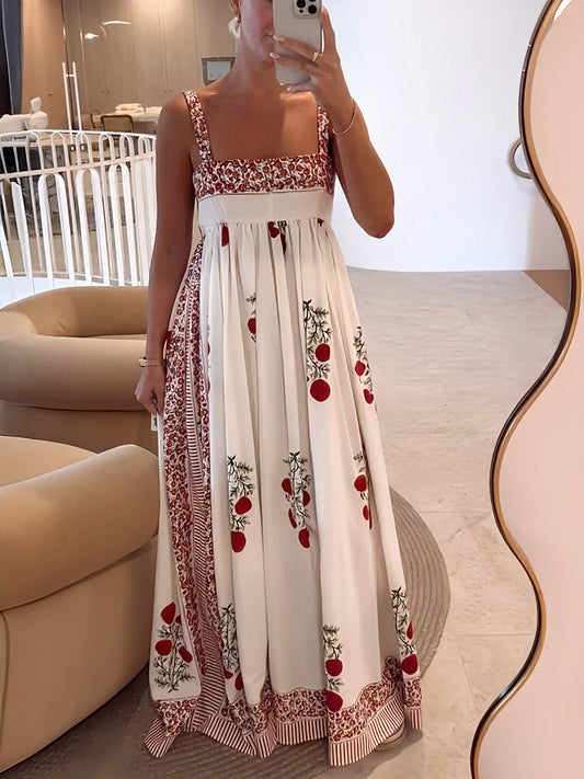 Boho Jurk Maxi Bloemig Met Schouderbanden Vrouwen Zomerjurk - StudioMarella