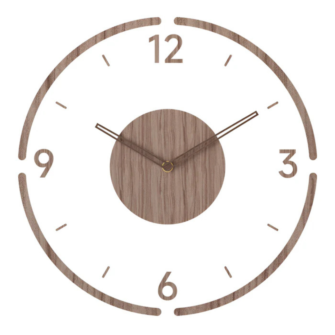 Wandklok Acryl & Hout Ø30 cm – Stille uurwerk moderne tijdsweergave scandinavische stijl woonkamer keuken kantoor