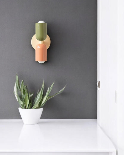 Dubbele Wandlamp met Ronde Lampenkappen – Modern Design in Groen, Beige, Rood of Roze – Sfeerverlichting voor Slaapkamer, Woonkamer en Hal