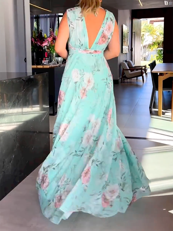 Zomerjurk V-hals Jurk voor Vrouw Mooie Zomerse Look